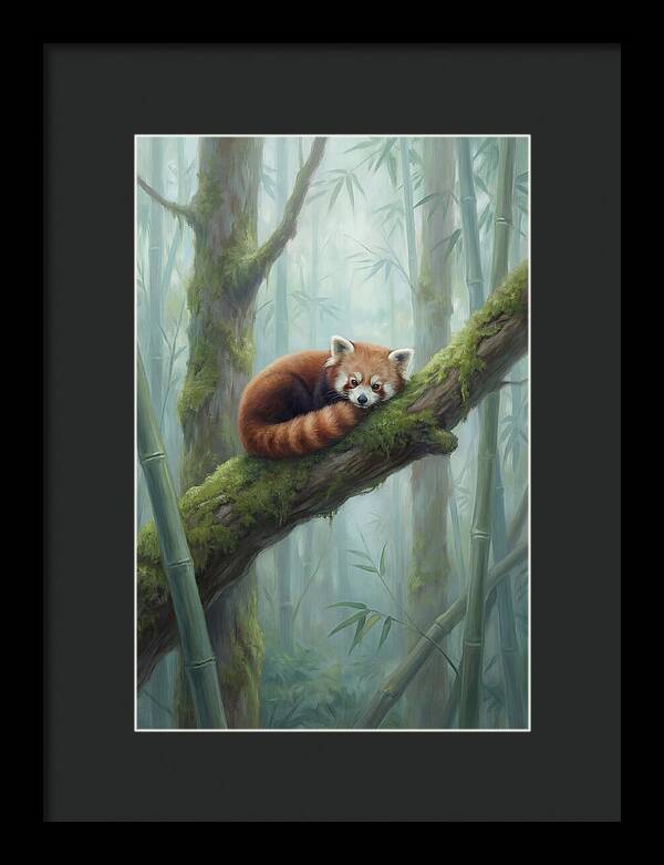 Red Panda Resting In Bamboo Forest