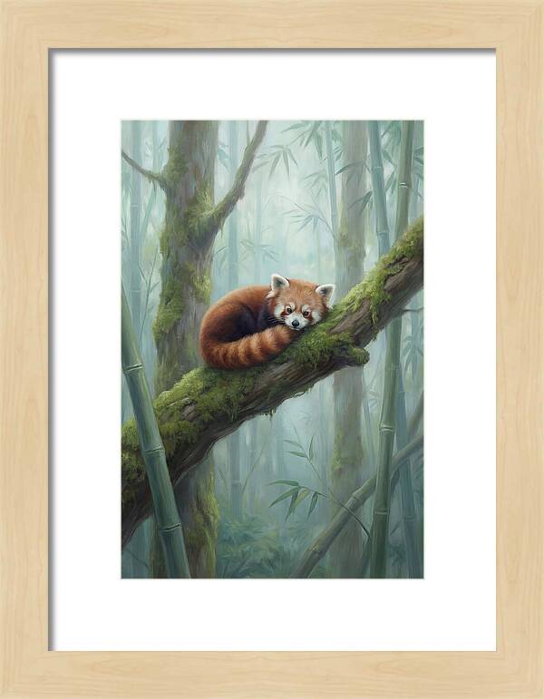 Red Panda Resting In Bamboo Forest