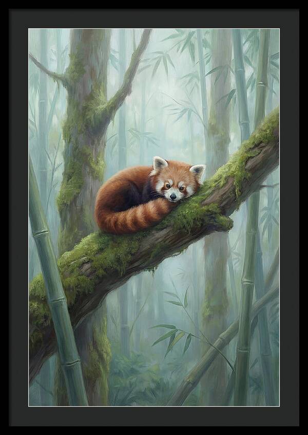 Red Panda Resting In Bamboo Forest