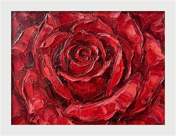 Red Rose In Palette Knife Style