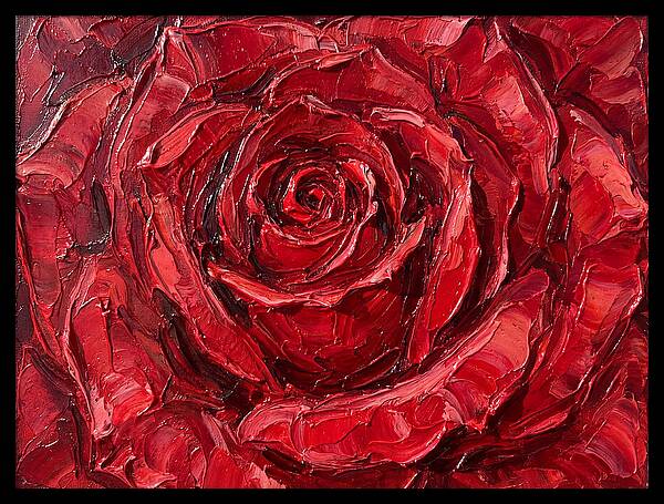 Red Rose In Palette Knife Style
