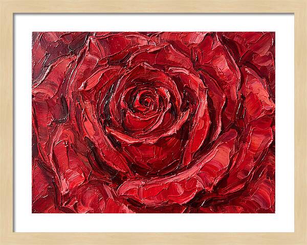 Red Rose In Palette Knife Style