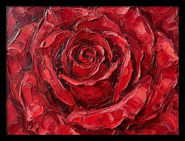 Red Rose In Palette Knife Style