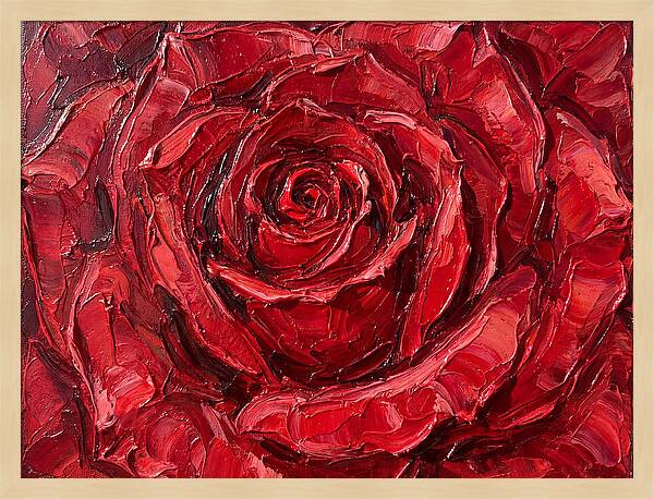 Red Rose In Palette Knife Style