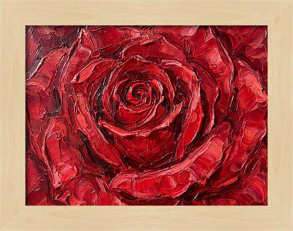 Red Rose In Palette Knife Style