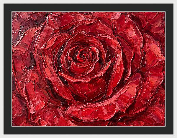Red Rose In Palette Knife Style
