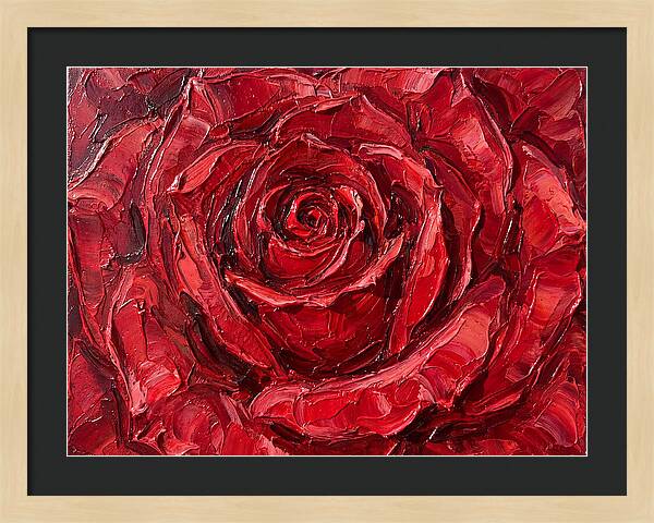 Red Rose In Palette Knife Style