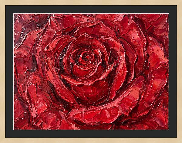 Red Rose In Palette Knife Style