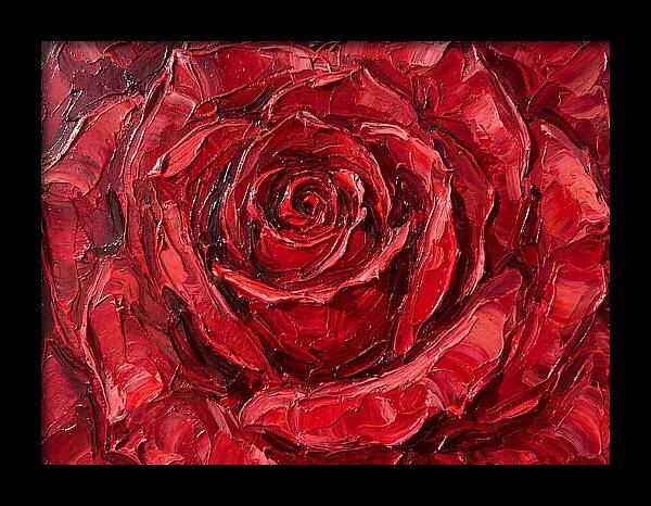 Red Rose In Palette Knife Style