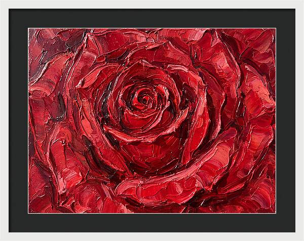 Red Rose In Palette Knife Style