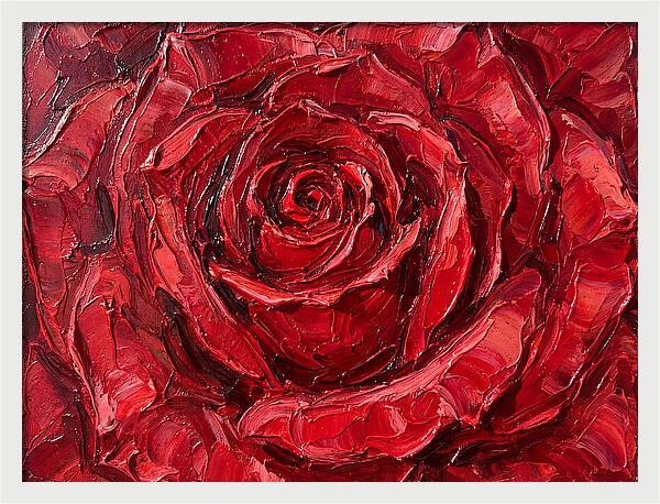 Red Rose In Palette Knife Style