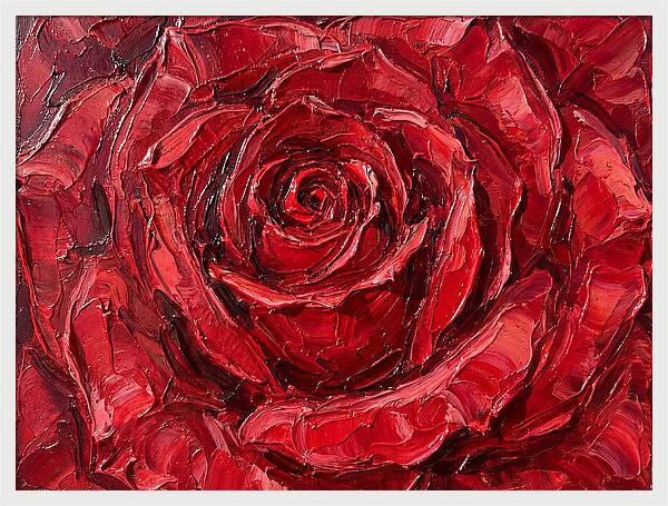 Red Rose In Palette Knife Style