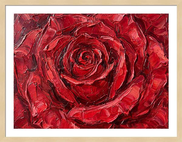 Red Rose In Palette Knife Style