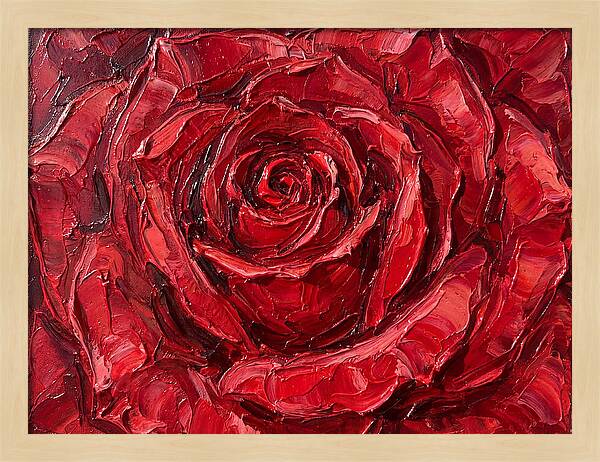 Red Rose In Palette Knife Style