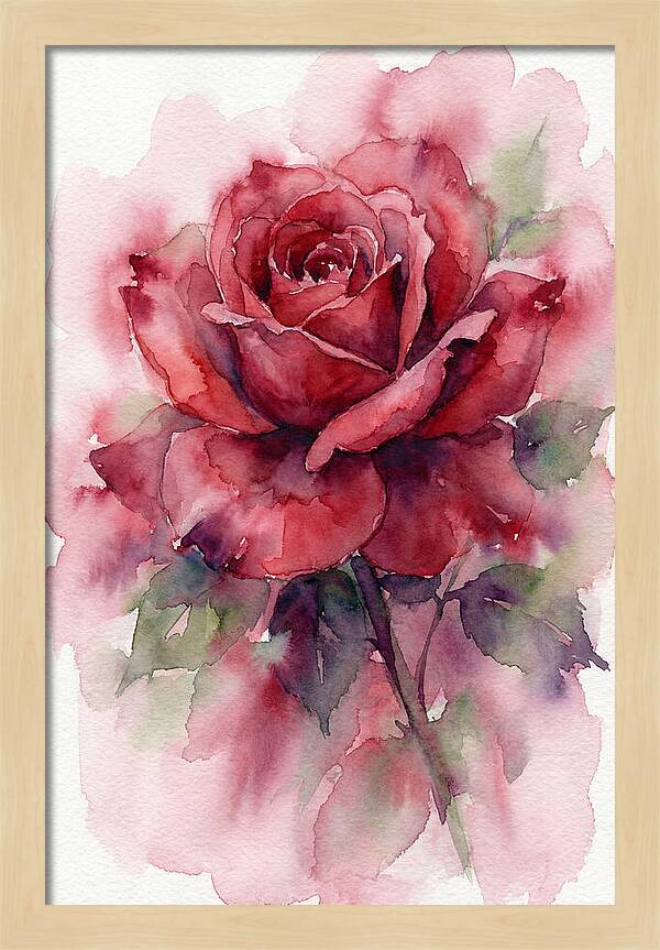 Red Rose In Watercolor