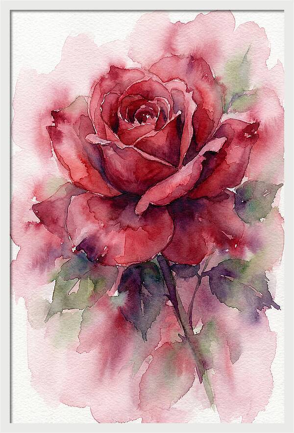 Red Rose In Watercolor