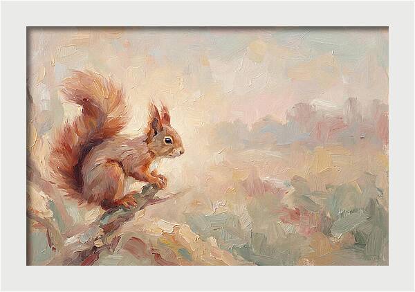 Red Squirrel In Soft Light