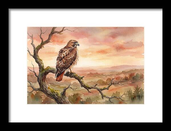 Red Tailed Hawk At Dusk
