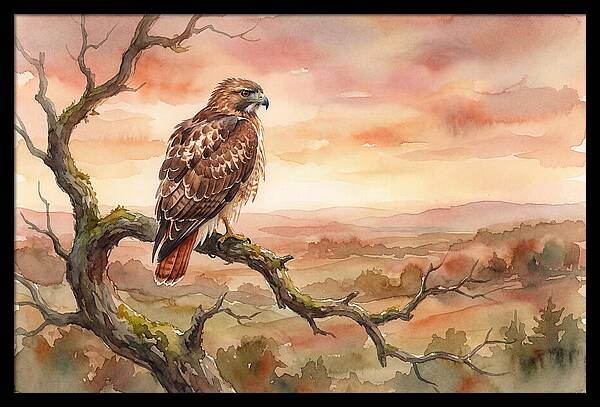 Red Tailed Hawk At Dusk