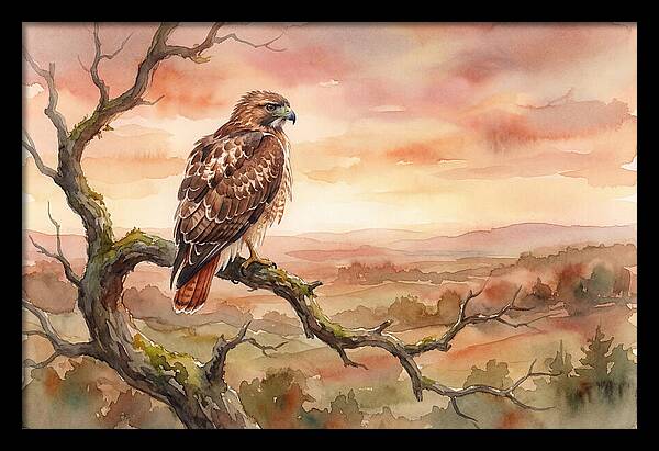 Red Tailed Hawk At Dusk