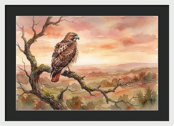 Red Tailed Hawk At Dusk