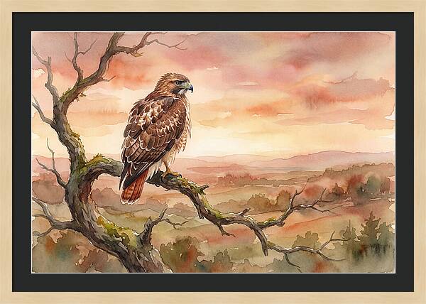 Red Tailed Hawk At Dusk