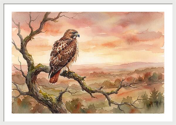Red Tailed Hawk At Dusk