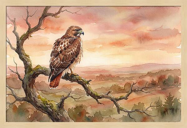 Red Tailed Hawk At Dusk