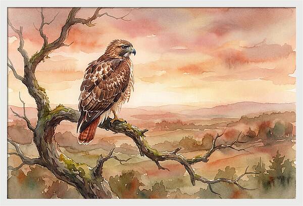 Red Tailed Hawk At Dusk