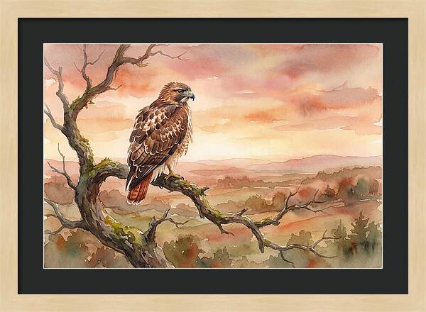 Red Tailed Hawk At Dusk