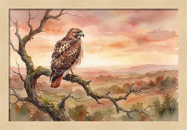 Red Tailed Hawk At Dusk