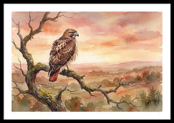 Red Tailed Hawk At Dusk