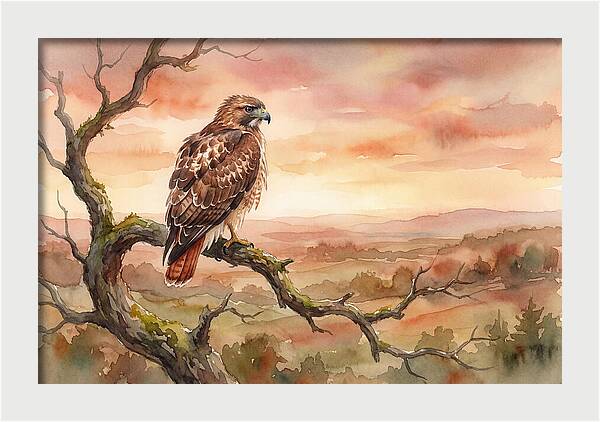 Red Tailed Hawk At Dusk