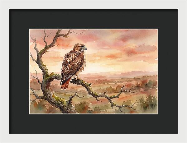 Red Tailed Hawk At Dusk