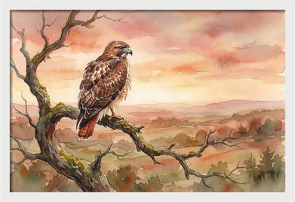 Red Tailed Hawk At Dusk