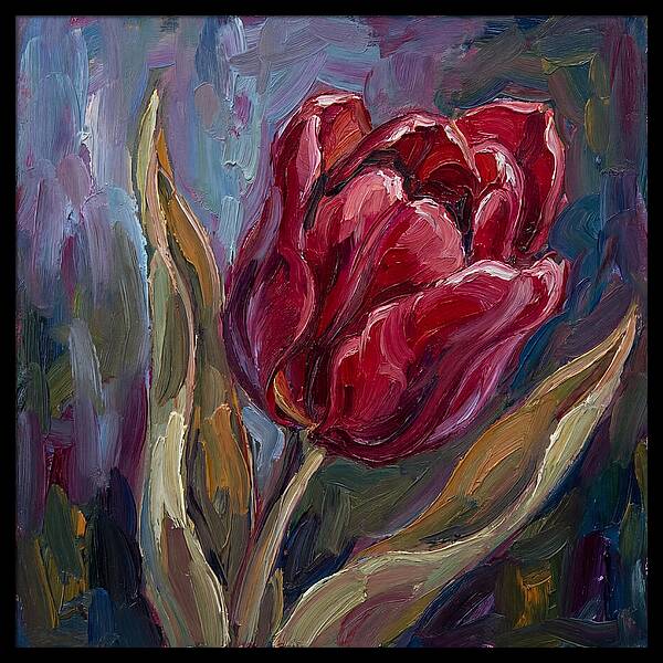 Red Tulip In Expressionist Style