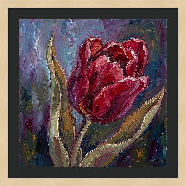 Red Tulip In Expressionist Style