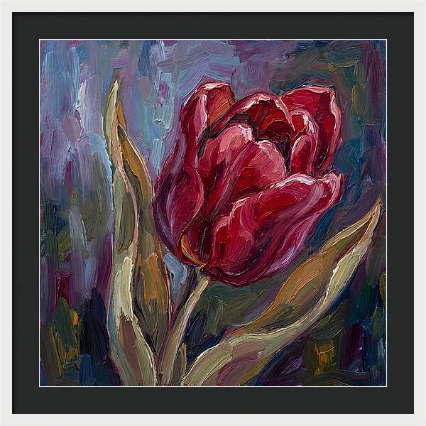 Red Tulip In Expressionist Style