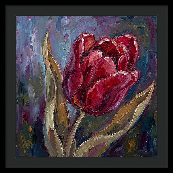 Red Tulip In Expressionist Style
