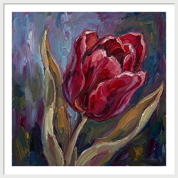Red Tulip In Expressionist Style