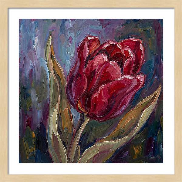 Red Tulip In Expressionist Style