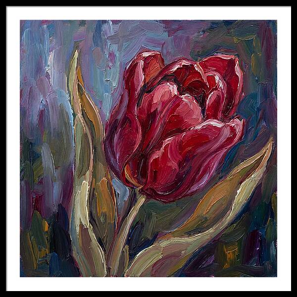 Red Tulip In Expressionist Style