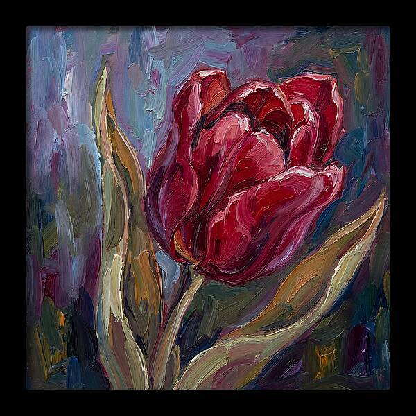 Red Tulip In Expressionist Style