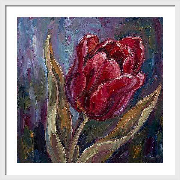 Red Tulip In Expressionist Style