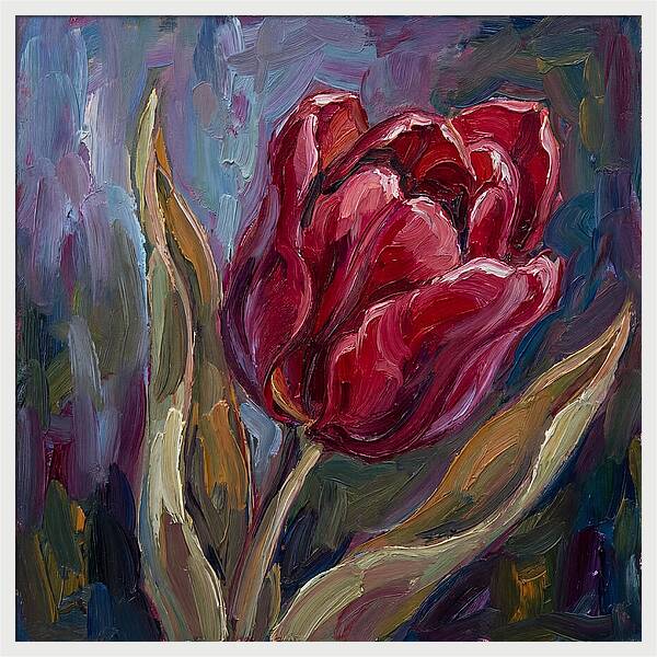 Red Tulip In Expressionist Style