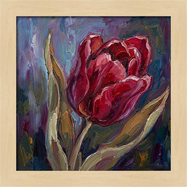 Red Tulip In Expressionist Style