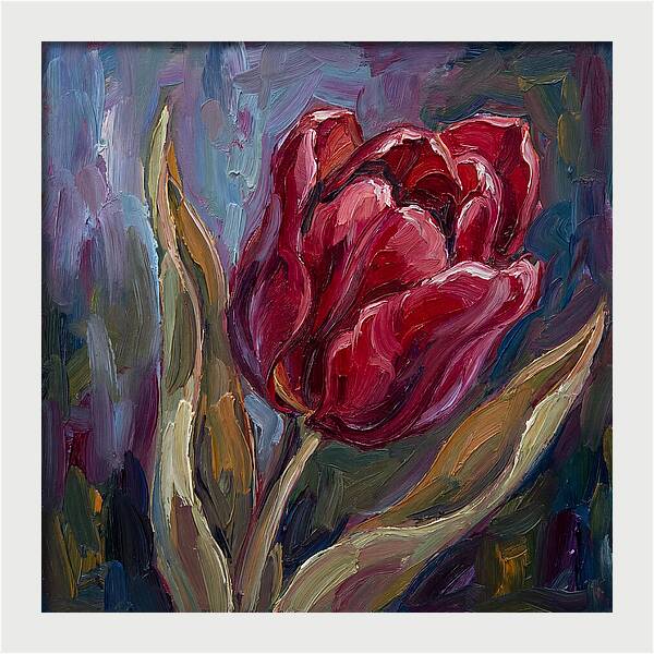 Red Tulip In Expressionist Style