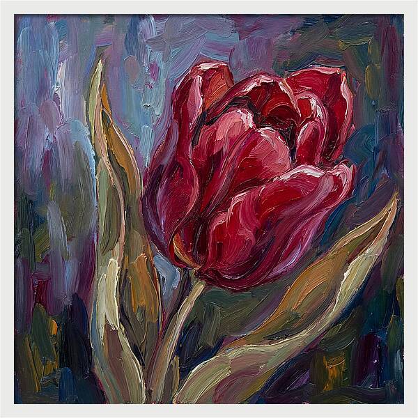 Red Tulip In Expressionist Style