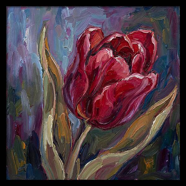 Red Tulip In Expressionist Style