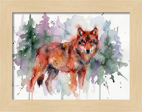Red Wolf Among Pines